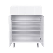 Aspen High Gloss Shoe Cabinet With 2 Doors 1 Drawer In White