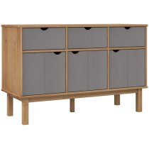 Harrow Wooden Sideboard With 3 Doors 3 Drawers In Grey Brown