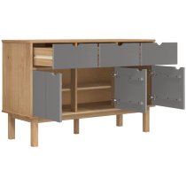 Harrow Wooden Sideboard With 3 Doors 3 Drawers In Grey Brown