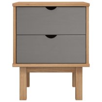 Harrow Wooden Bedside Cabinet With 2 Drawers In Grey Brown