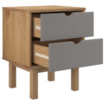 Harrow Wooden Bedside Cabinet With 2 Drawers In Grey Brown