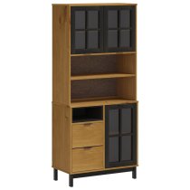 Buxton Wooden Display Cabinet With 3 Doors In Brown Black