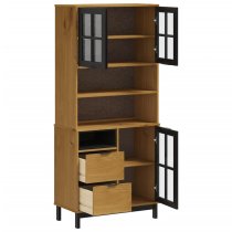 Buxton Wooden Display Cabinet With 3 Doors In Brown Black