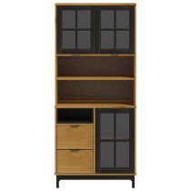 Buxton Wooden Display Cabinet With 3 Doors In Brown Black