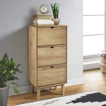 Harrow Wooden Shoe Storage Cabinet With 3 Drawers In Brown