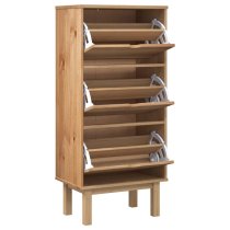 Harrow Wooden Shoe Storage Cabinet With 3 Drawers In Brown