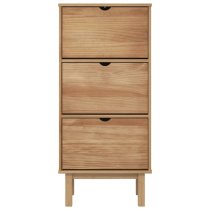 Harrow Wooden Shoe Storage Cabinet With 3 Drawers In Brown