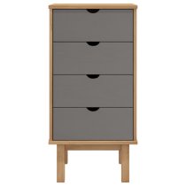 Harrow Wooden Chest Of 4 Drawers Tall In Grey Brown