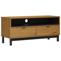 Buxton Wooden TV Stand With 2 Drawers 1 Shelf In Brown Black