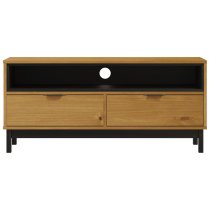 Buxton Wooden TV Stand With 2 Drawers 1 Shelf In Brown Black