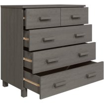 Hull Wooden Chest Of 5 Drawers In Light Grey