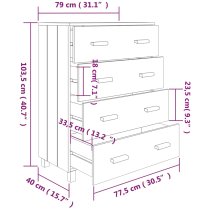 Hull Wooden Chest Of 4 Drawers In Light Grey