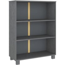 Hull Wooden Bookcase With 3 Shelves In Dark Grey