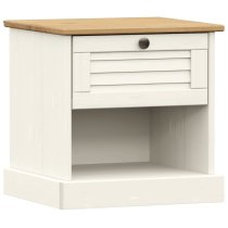 Vidor Wooden Bedside Cabinet With 1 Drawer In White Brown