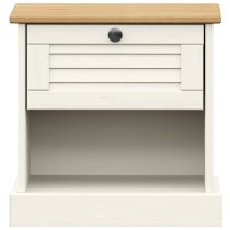 Vidor Wooden Bedside Cabinet With 1 Drawer In White Brown