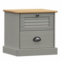 Vidor Wooden Bedside Cabinet With 2 Drawer In Grey Brown