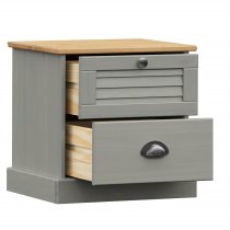 Vidor Wooden Bedside Cabinet With 2 Drawer In Grey Brown