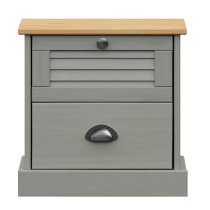 Vidor Wooden Bedside Cabinet With 2 Drawer In Grey Brown