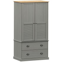 Vidor Wooden Wardrobe With 2 Doors 2 Drawers In Grey Brown