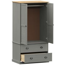 Vidor Wooden Wardrobe With 2 Doors 2 Drawers In Grey Brown