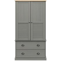 Vidor Wooden Wardrobe With 2 Doors 2 Drawers In Grey Brown