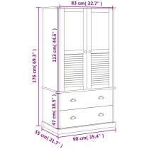 Vidor Wooden Wardrobe With 2 Doors 2 Drawers In Grey Brown