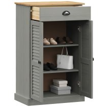 Vidor Wooden Shoe Storage Cabinet With 2 Doors In Grey Brown