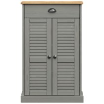 Vidor Wooden Shoe Storage Cabinet With 2 Doors In Grey Brown