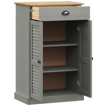 Vidor Wooden Shoe Storage Cabinet With 2 Doors In Grey Brown