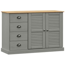 Vidor Wooden Sideboard With 2 Doors 4 Drawers In Grey Brown