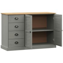 Vidor Wooden Sideboard With 2 Doors 4 Drawers In Grey Brown