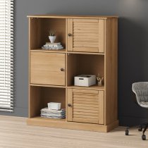 Vidor Wooden Bookcase With 3 Doors In Brown