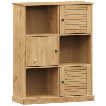 Vidor Wooden Bookcase With 3 Doors In Brown