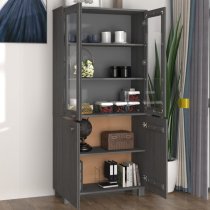 Hull Wooden Display Cabinet With 4 Doors In Dark Grey