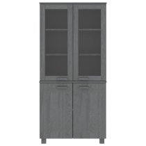 Hull Wooden Display Cabinet With 4 Doors In Dark Grey