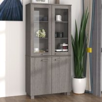 Hull Wooden Display Cabinet With 4 Doors In Light Grey