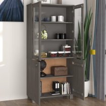 Hull Wooden Display Cabinet With 4 Doors In Light Grey