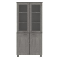 Hull Wooden Display Cabinet With 4 Doors In Light Grey