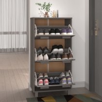 Hull Wooden Shoe Storage Cabinet With 3 Drawers In Light Grey