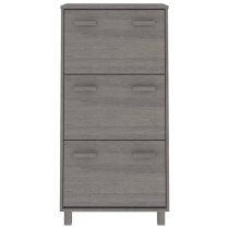 Hull Wooden Shoe Storage Cabinet With 3 Drawers In Light Grey