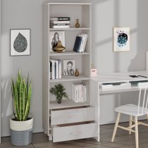 Hull Wooden Bookcase With 2 Drawers In White