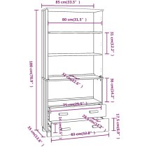 Hull Wooden Bookcase Wide With 2 Drawers In White