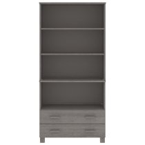 Hull Wooden Bookcase Wide With 2 Drawers In Light Grey