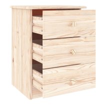 Akron Wooden Bedside Cabinet With 3 Drawer In Natural