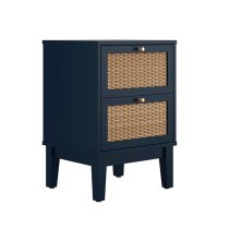 Bordeaux Wooden Bedside Cabinet With 2 Drawers In Blue