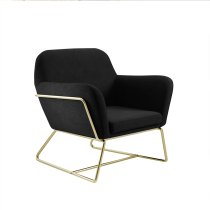 Charles Velvet Armchair With Gold Frame In Black