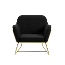 Charles Velvet Armchair With Gold Frame In Black