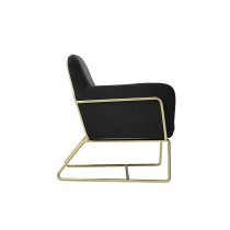 Charles Velvet Armchair With Gold Frame In Black