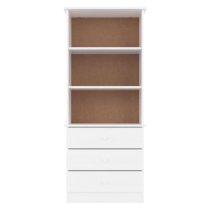 Akron Wooden Bookcase With 3 Drawers In White