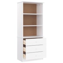 Akron Wooden Bookcase With 3 Drawers In White